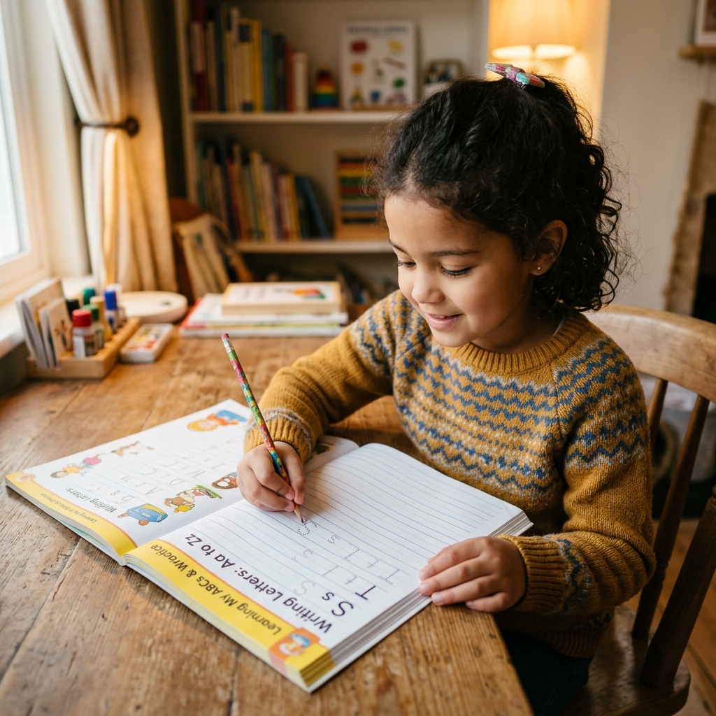 Child Learning Writing Writing Mastery